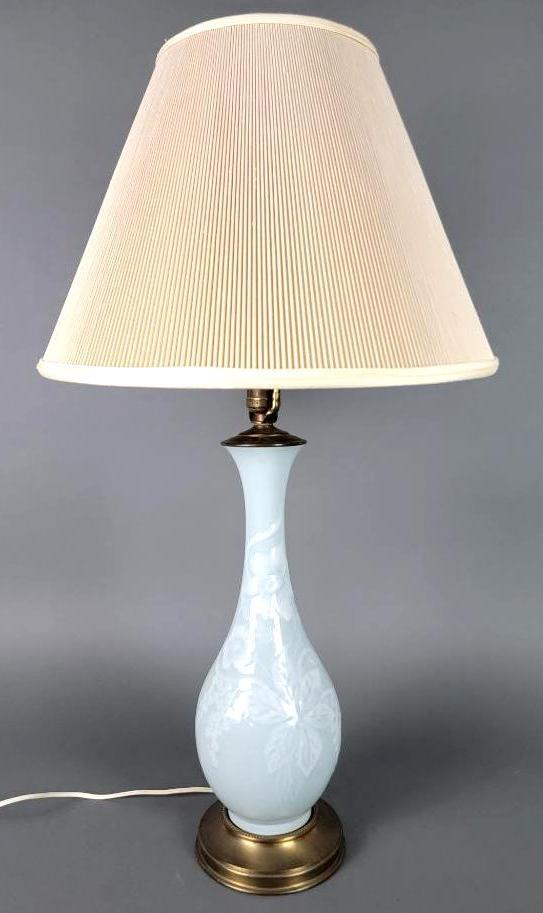 Antique VTG French / English Celadon Pate Sur Pate Table Lamp (1 of 5)