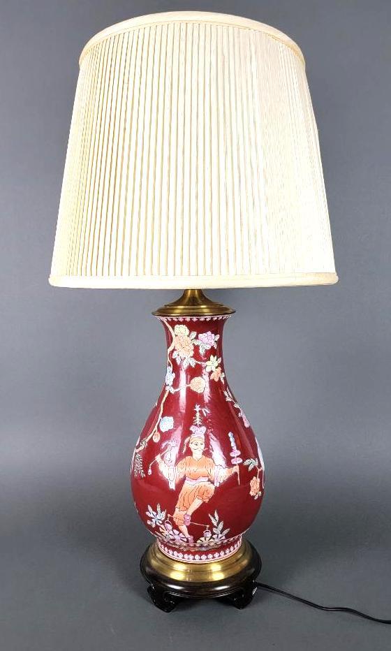 VTG Chinoiserie Porcelain Lamp w/ Monkeys, Wildwood (1 of 8)