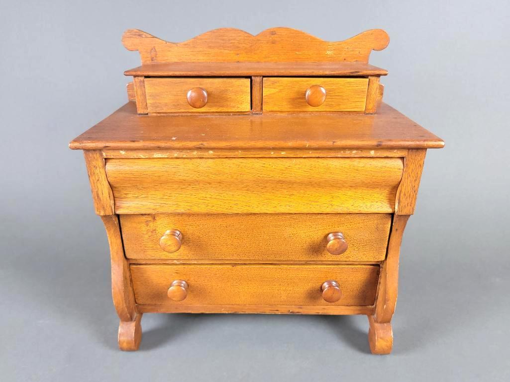 Diminutive 19th C. American Federal Cabinetmaker's Sample Walnut Chest (1 of 9)