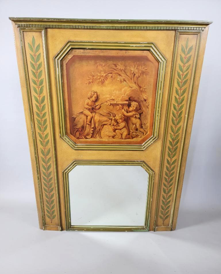 19th C French Trumeau Mirror with Putti or Cherub Motif (1 of 10)