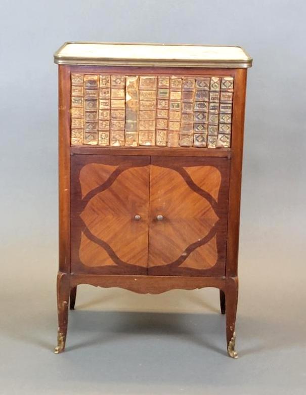 VTG Art Deco Inlaid Miniature Marble-Top Bibliotheque / Cabinet (1 of 10)