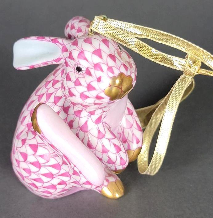 Herend Fishnet Porcelain Rabbit Figurine / Xmas Ornament (1 of 5)