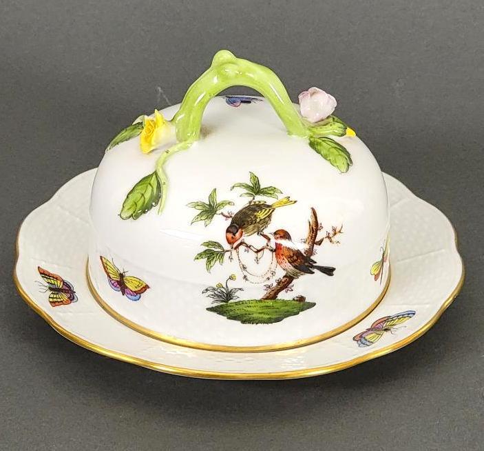 Herend Rothschild Bird & Butterfly Covered Dish (1 of 8)