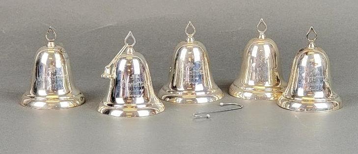 Five Reed & Barton Sterling Silver Annual Christmas Bells (1 of 7)