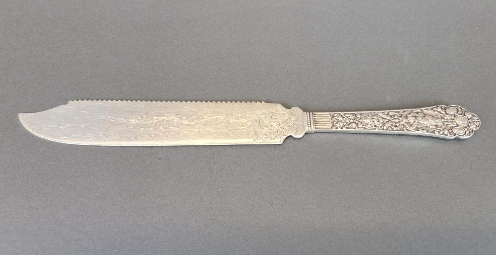 Antique 19th C. Gorham US Sterling Cake Knife, Old Medici Pattern (1 of 6)