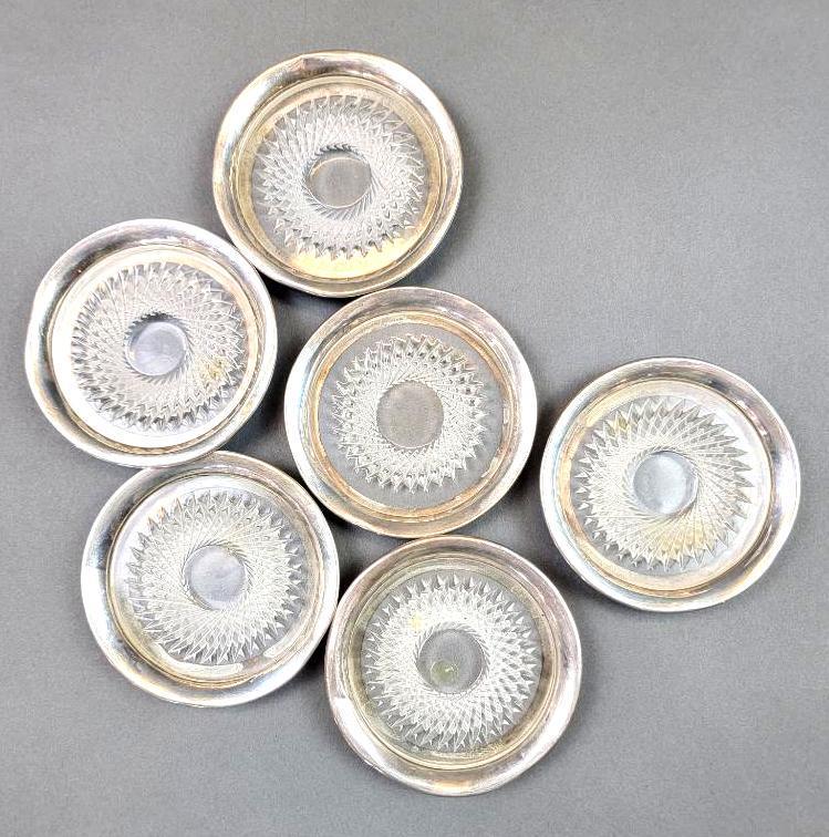 Set of Six VTG Georg Jensen Sterling Silver / Lucite Coasters (1 of 6)