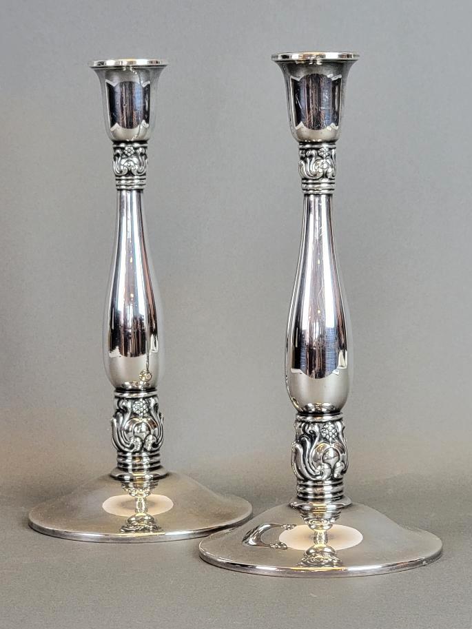 Pair VTG International Sterling Co. Weighted Royal Danish Candlesticks (1 of 4)