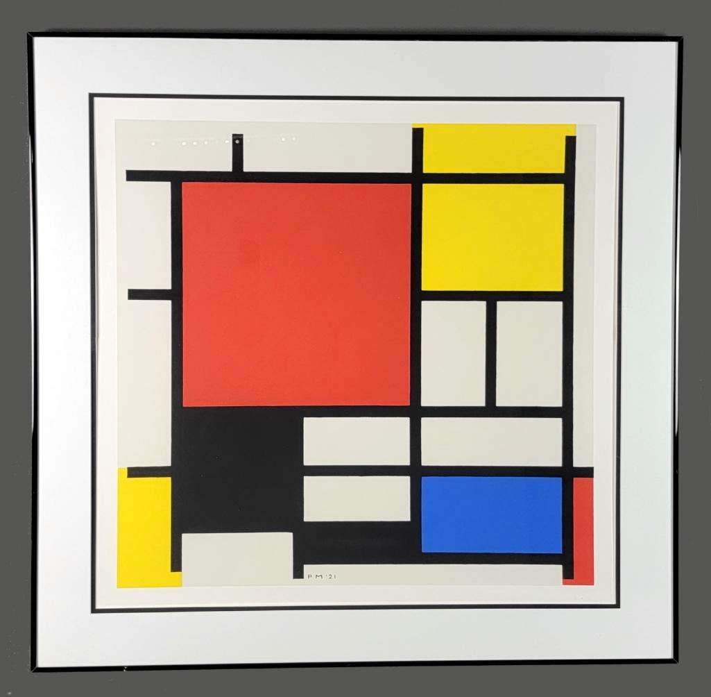 Abstract Modernist Lithograph, Piet Mondrain, Framed (1 of 6)