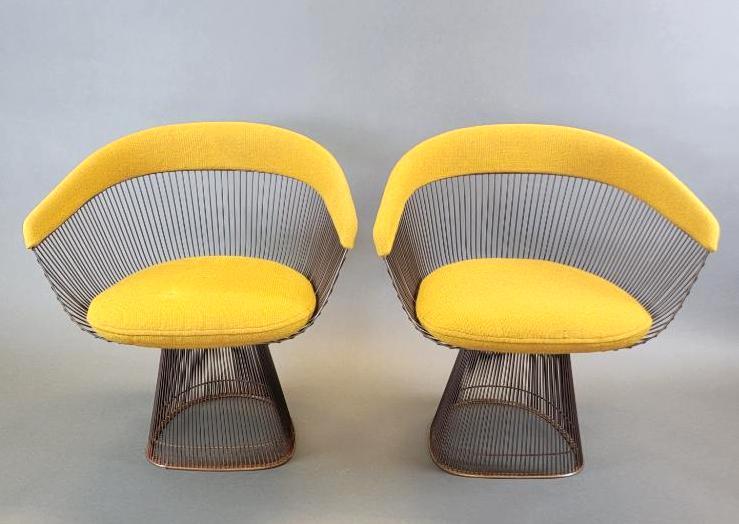 Pair MCM Warren Platner for Knoll Bronzed Armchairs, 1970's (1 of 20)