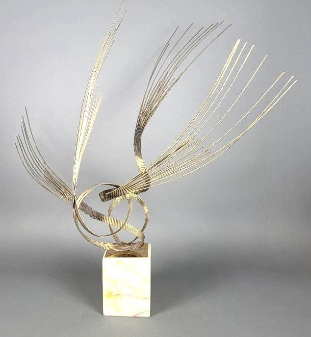 MCM Curtis Jere Kinetic Brass & Agate Sculpture, 1970's (1 of 8)