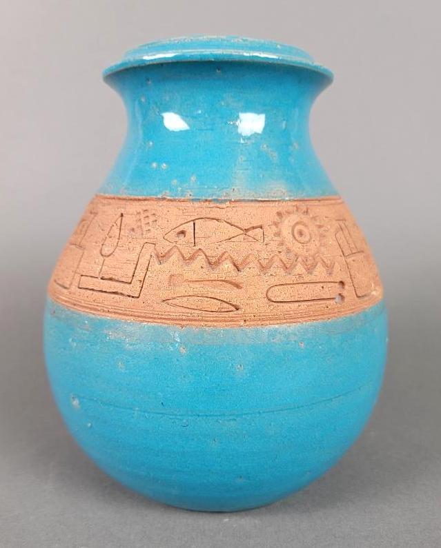 MCM Aldo Londi for Raymor / Bitossi Italian Teal Pottery Vase (1 of 7)