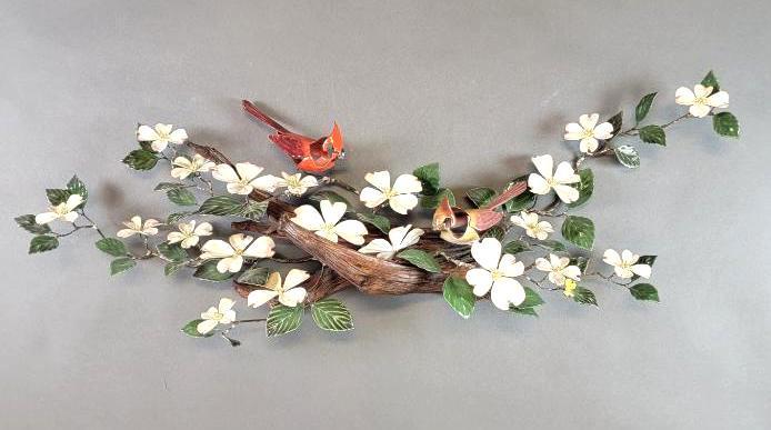 Mid-Century Enameled Copper & Wood Floral Wall Sculpture, Norman Brumm (1 of 6)