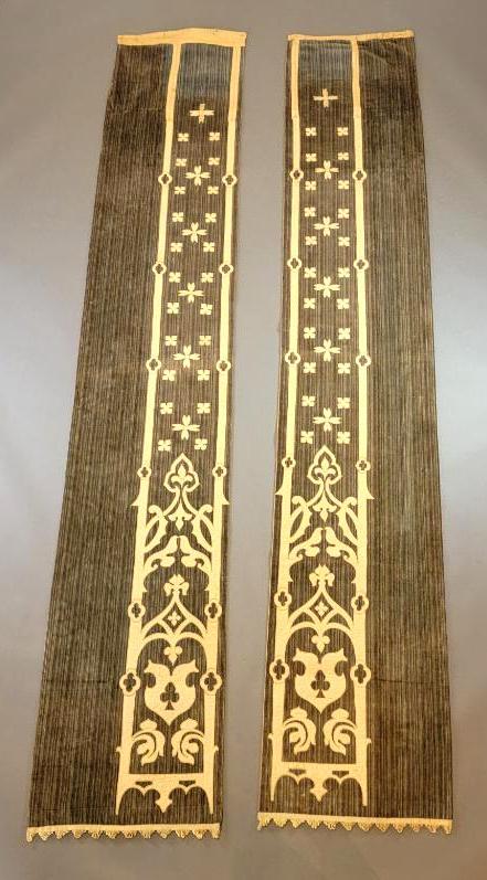 Pair Antique 19th C. Gothic Ecclesiastic Altar Curtain Panels (1 of 18)