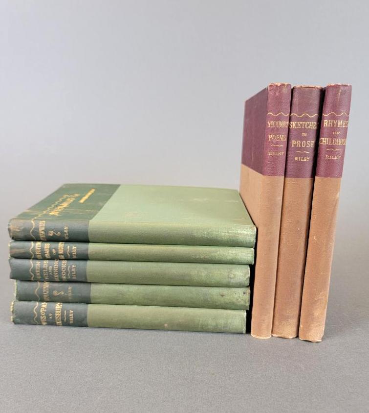 Poetical Works of James Whitcomb Riley, Set of 8, Bowen-Merril 1895 1st Edition (1 of 20)