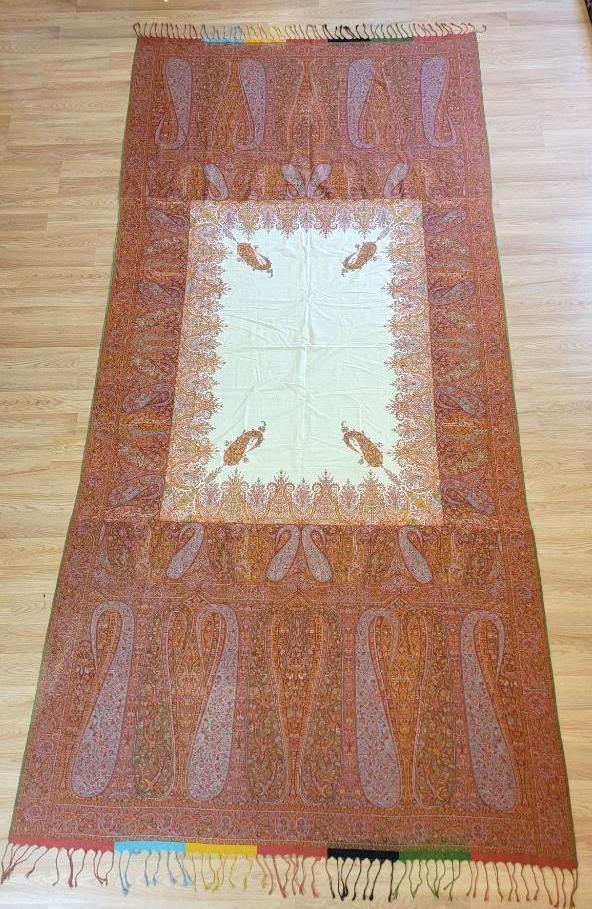 19th Century Scottish Wool Paisley Bed Covering or Large Shawl (1 of 15)