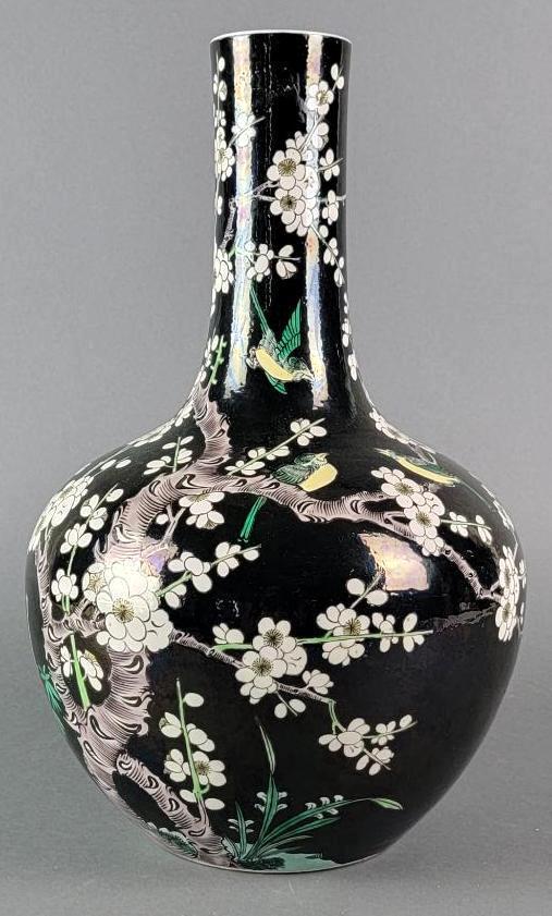 Large Antique 19th C. Chinese Famille Noir Porcelain Vase (1 of 7)