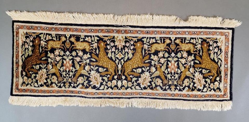 Small Hand Woven Persian Silk Rug with Leopards and Birds (1 of 10)