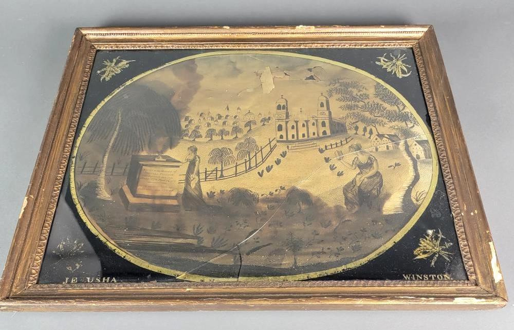 Antique 18th C. American New England Mourning Sampler Ca. 1776 (1 of 16)