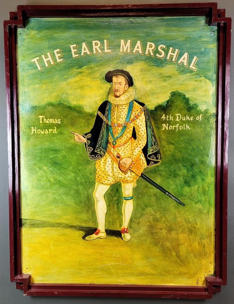 Vintage Painted British Pub Sign "The Earl Marshal, Thomas Howard, 4th Duke of Norfolk" (1 of 9)