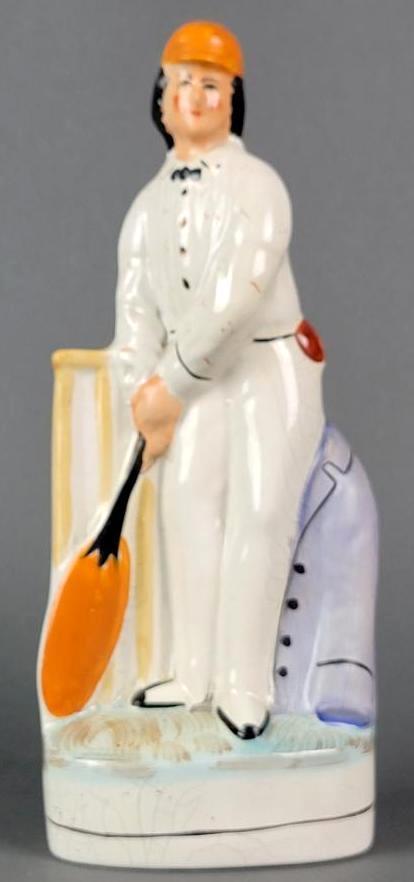 Antique English Staffordshire Porcelain Cricket Player Figure (1 of 11)