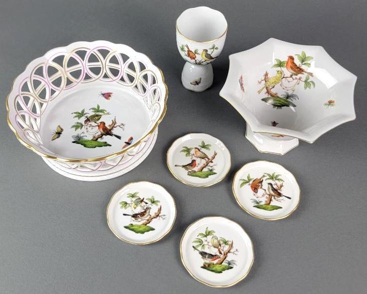 4 Herend Rothschild Porcelain Pieces inc. Egg Cup, Bowls, Coasters (1 of 9)