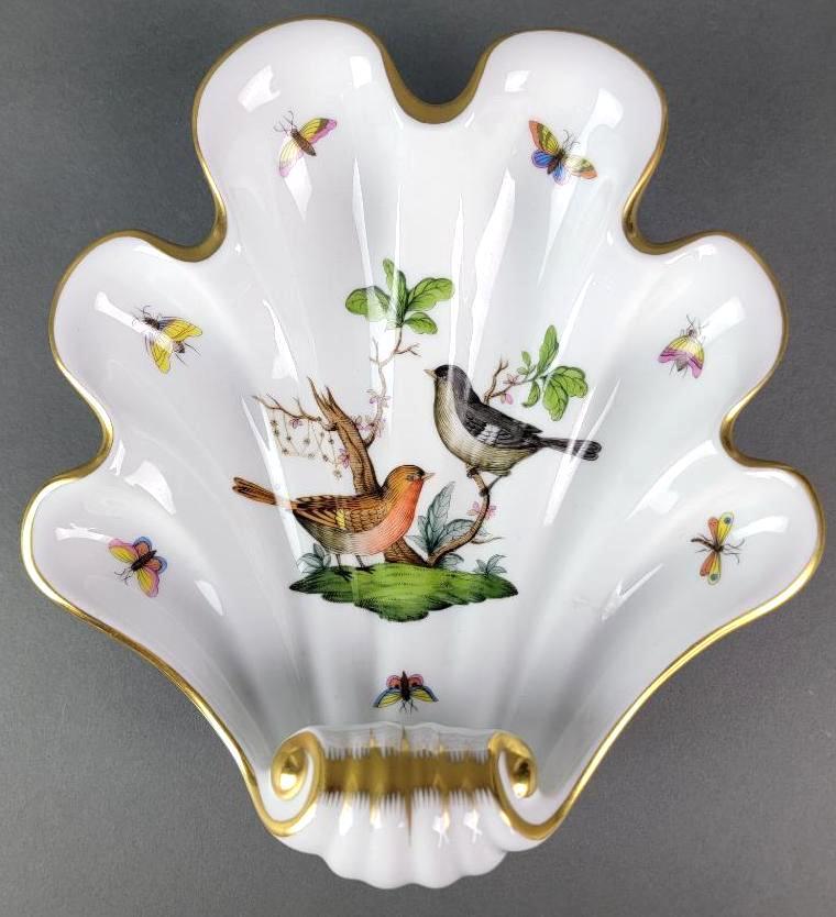 Herend Rothschild Bird Porcelain Shell Form Dish (1 of 3)