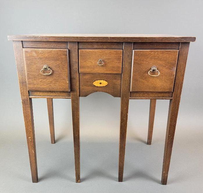 Diminutive English Three-Drawer Walnut Lowboy Table (1 of 5)