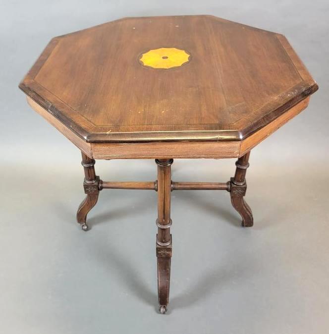 Antique Late Victorian English Solid Mahogany Center Table (1 of 7)