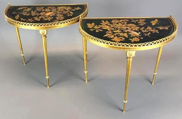 Pair Antique French Brass & Lacquered Low Accent Tables c. 1800 (1 of 14)
