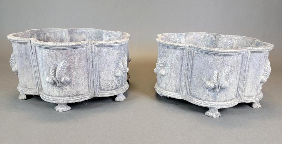 Pair of Vintage Lead Acorn and Oak Leaf Jardinieres (1 of 9)