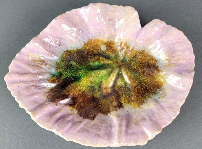 Antique 19th C. English Majolica Begonia Leaf Dish (1 of 2)