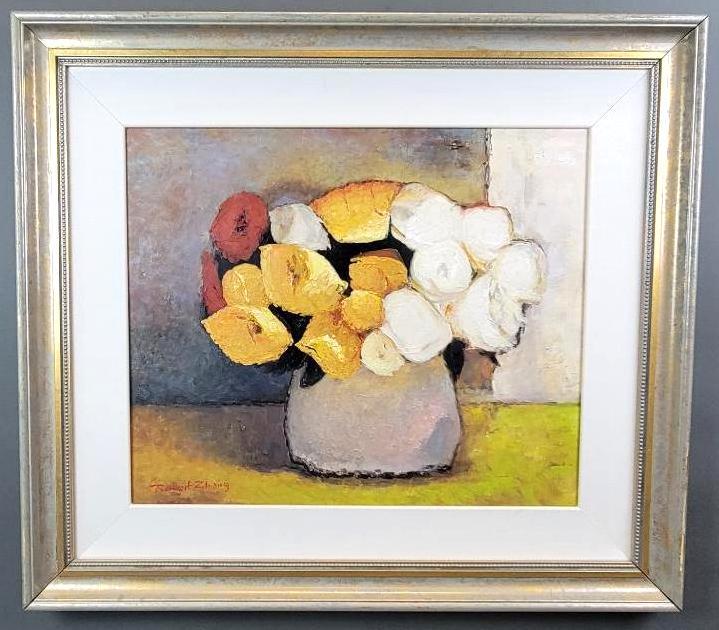 Expressionist Oil on Canvas, Vase with Flowers, Robert Zhang (1 of 8)