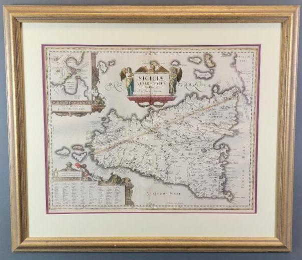 Original Antique 17th C. Italian Map of Sicily, Abraham Ortelius (1 of 9)