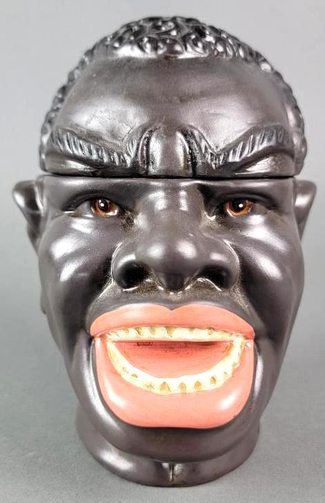 Antique Victorian Blackamoor Pottery Humidor or Novelty Tobacco Jar (1 of 7)