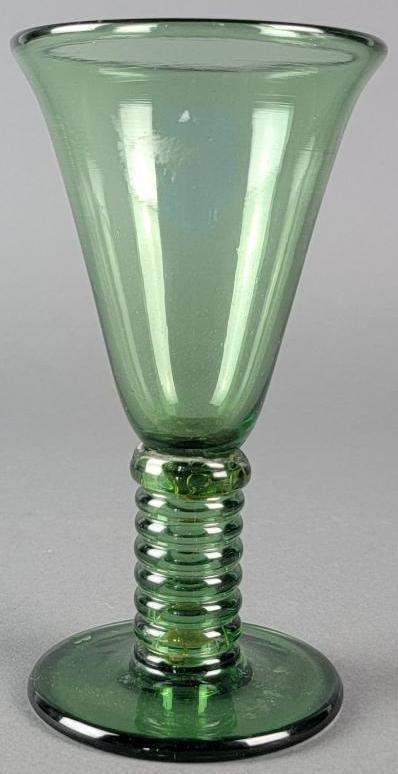 Antique Green Art Glass Medieval Style Goblet, Style of Roemer (1 of 8)