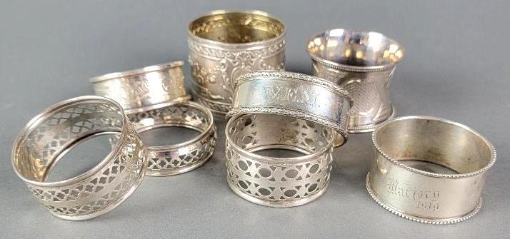 8 Antique 19th C. to Edwardian Sterling Silver Napkin Holder Rings (1 of 13)