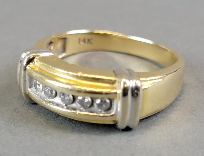 Gentleman's' 14K Yellow Gold & Diamond Band, Size 10.25 (1 of 3)