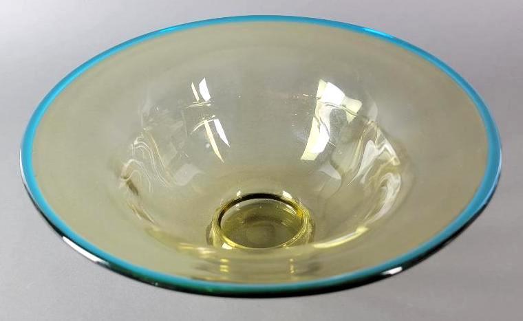 Large Frederick Carder Steuben Amber Art Glass Bowl (1 of 4)
