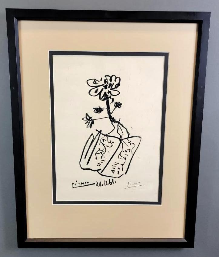 Picasso "Fleur" Original Black & White Lithograph, 1961 (1 of 5)