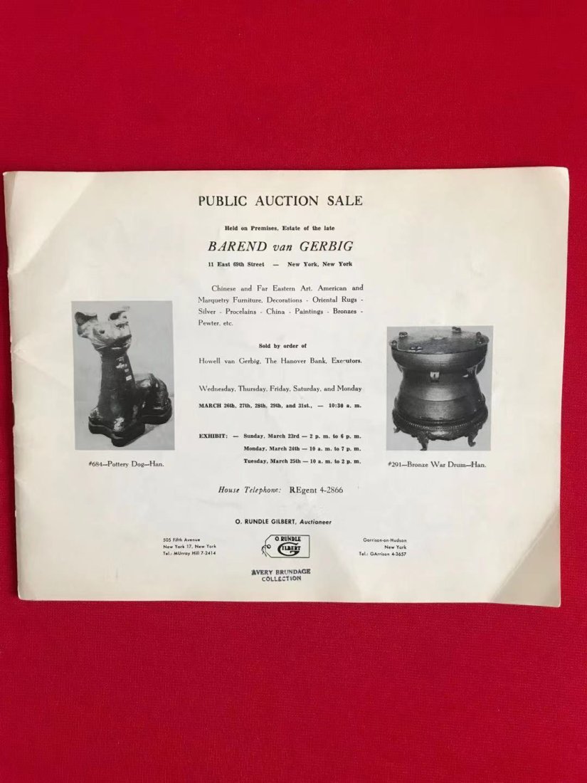 Avery Brundage Collection Old Chinese Art Catalog O Rundle Gilbert Auctioneer: Avery Brundage Collection Old Chinese Art Catalog O Rundle Gilbert Auctioneer , good condition!