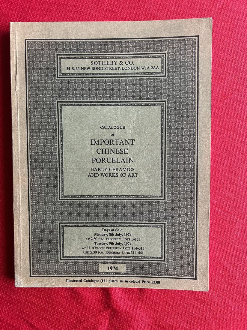 LD Sotheby's 1974 Important Chinese Porcelain (heavy catalog): LD Sotheby's 1974 Important Chinese Porcelain (heavy catalog), highly important, included price list and good condition!