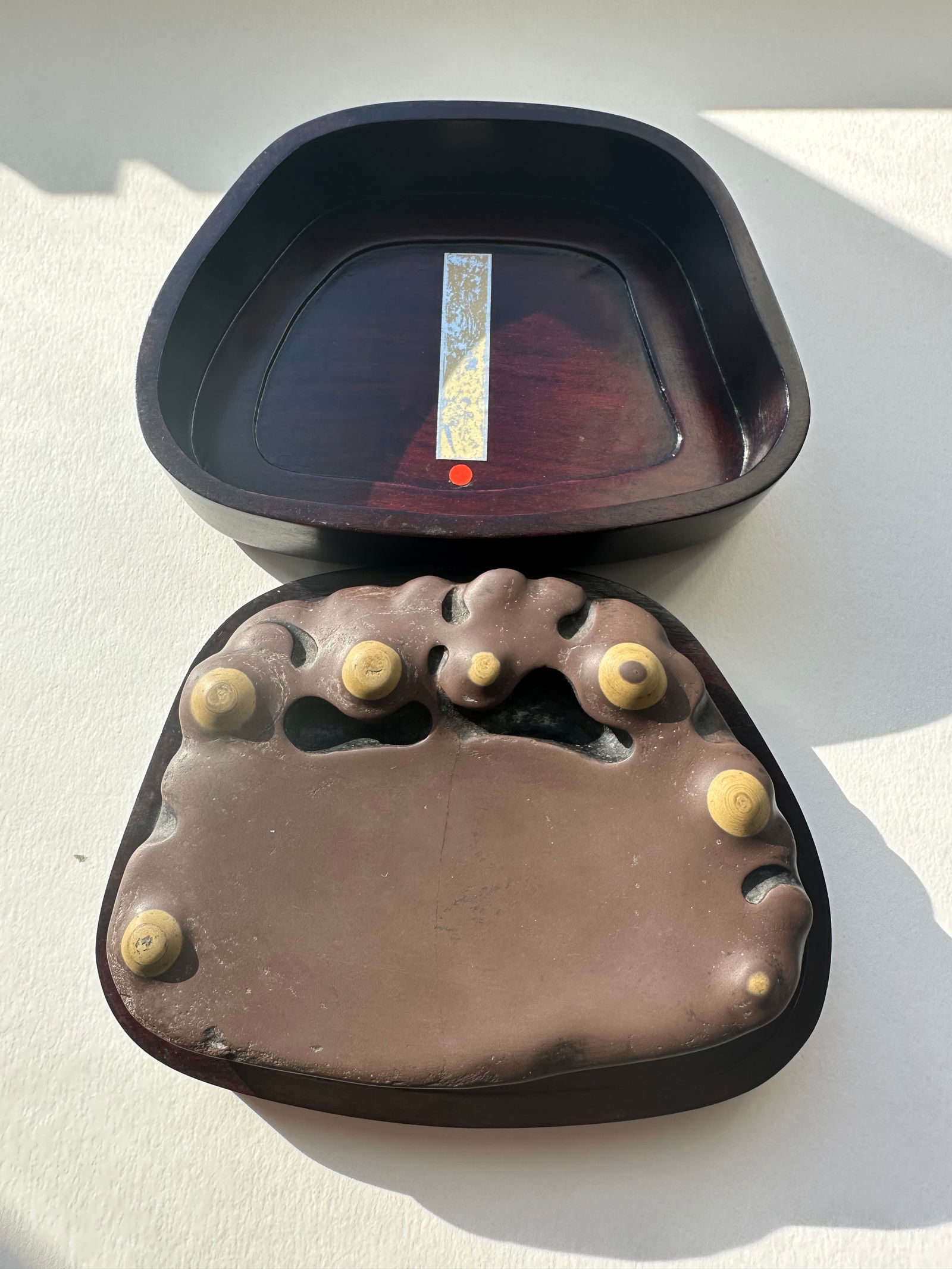 Duan Inkstone with Eye and Artist's Inscription and Original Box (1 of 10)