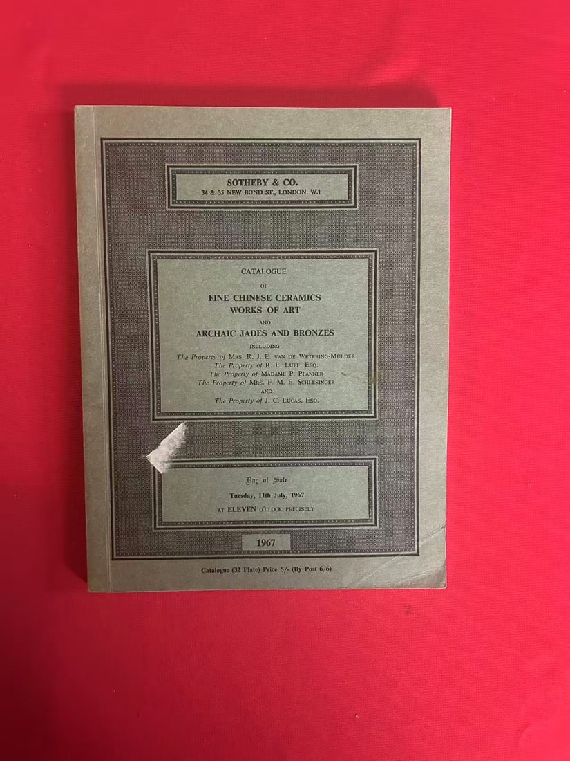 London Sotheby's 1967 Fine Chinese Ceramics Works of Art and Archaic Jades and Bronzes (1 of 3)