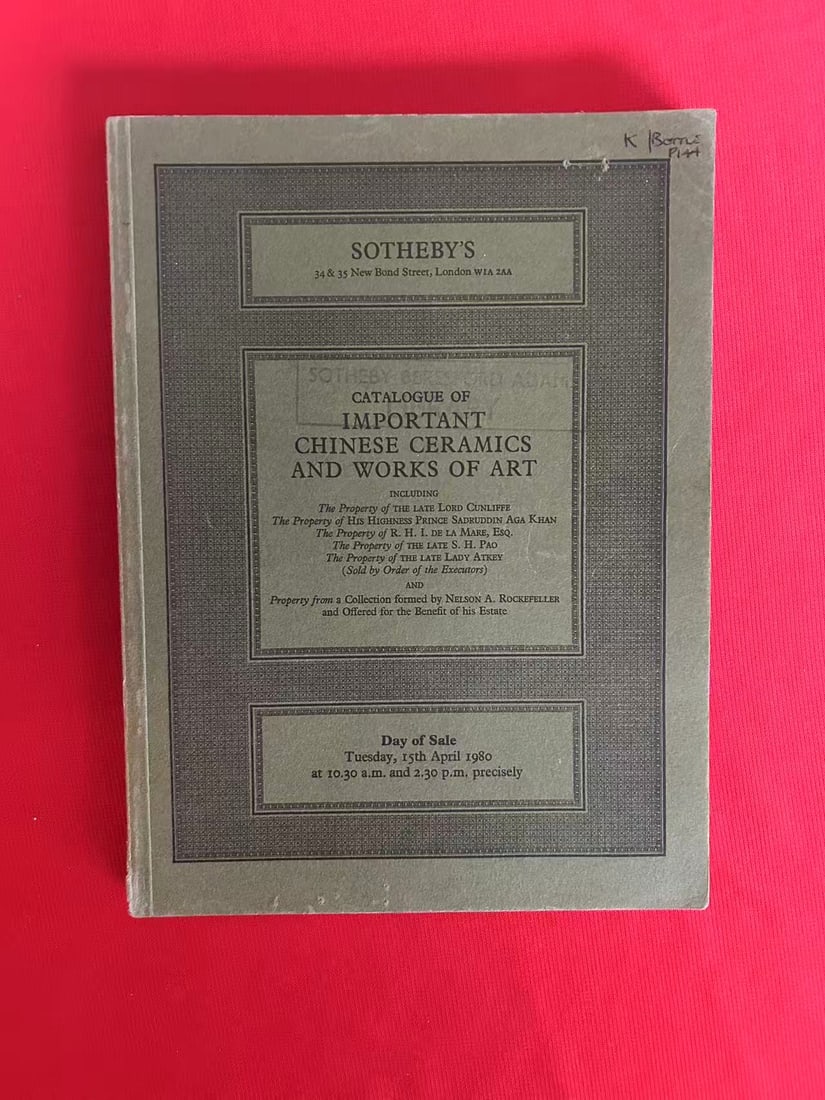 LD Sotheby's 1980 Important Chinese Ceramics and Works of Art: LD Sotheby's 1980 Important Chinese Ceramics and Works of Art ,including highly important RUYAO, good condition!