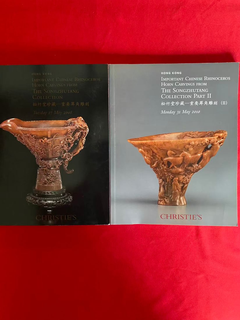 2 Volumes HK Christie's CHINESE RHINOCEROSHORN CARVINGS FROM THE SONGZHUTANG COLLECTION: 2 Volumes HK Christie's IMPORTANT CHINESE RHINOCEROSHORN CARVINGS FROM THE SONGZHUTANG COLLECTION , good condition!