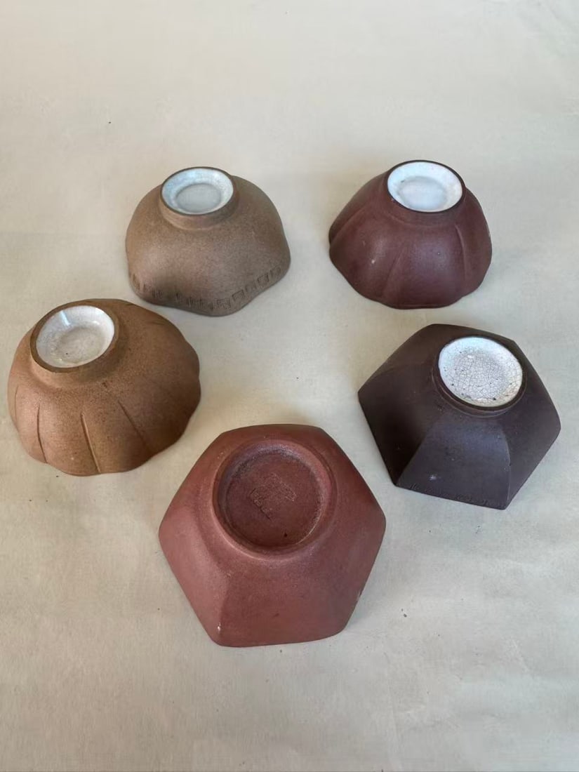 A Group of Five 19th Century Yixing Zisha Cups (1 of 7)