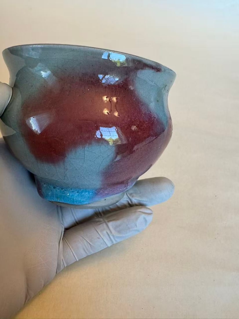 A Possibly 18th Century Jun Ware Jar with Red Splashes - 4