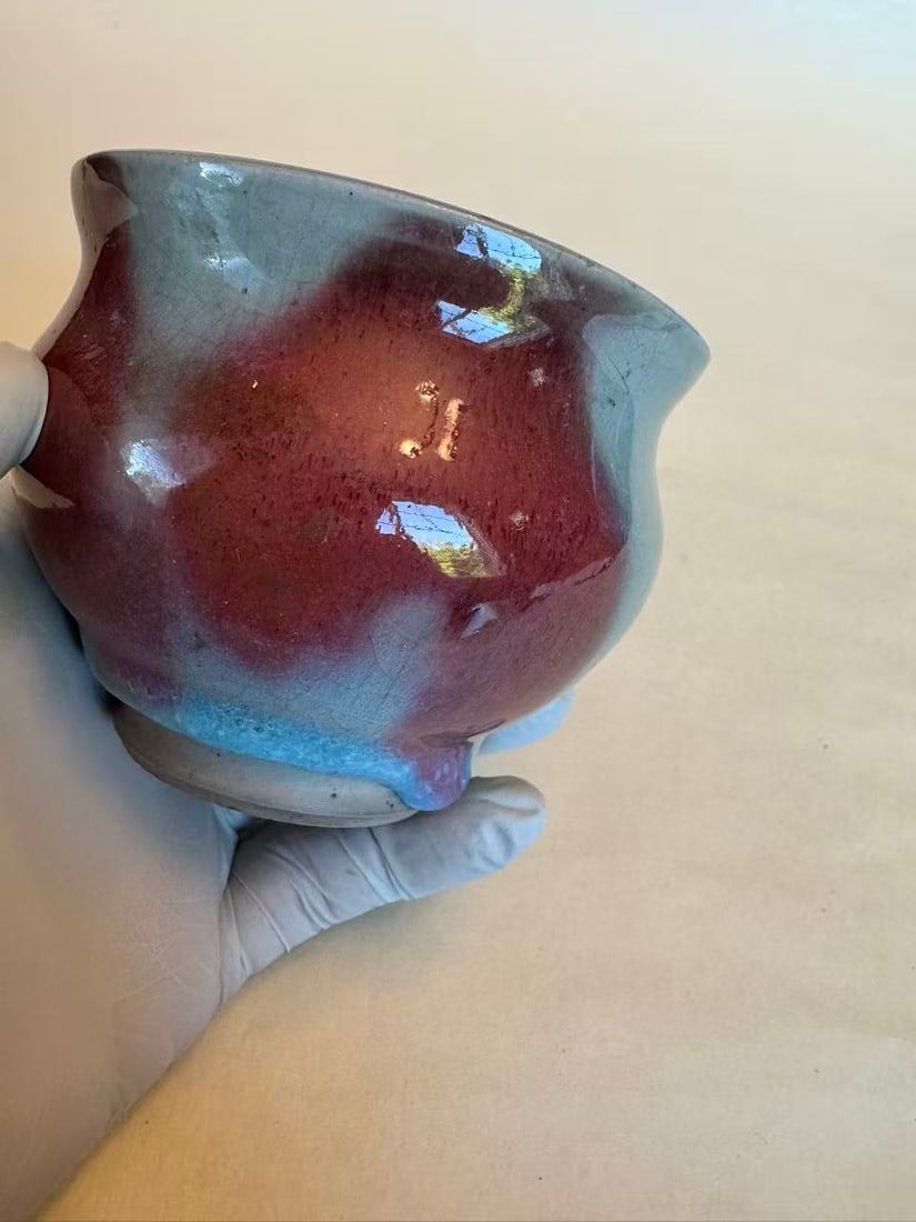 A Possibly 18th Century Jun Ware Jar with Red Splashes - 5