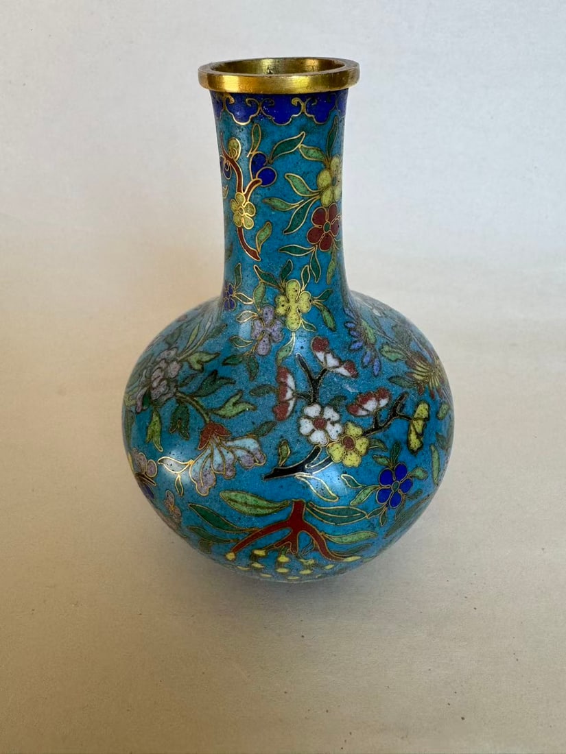 An enamel-on-copper vase, 19th century (1 of 5)