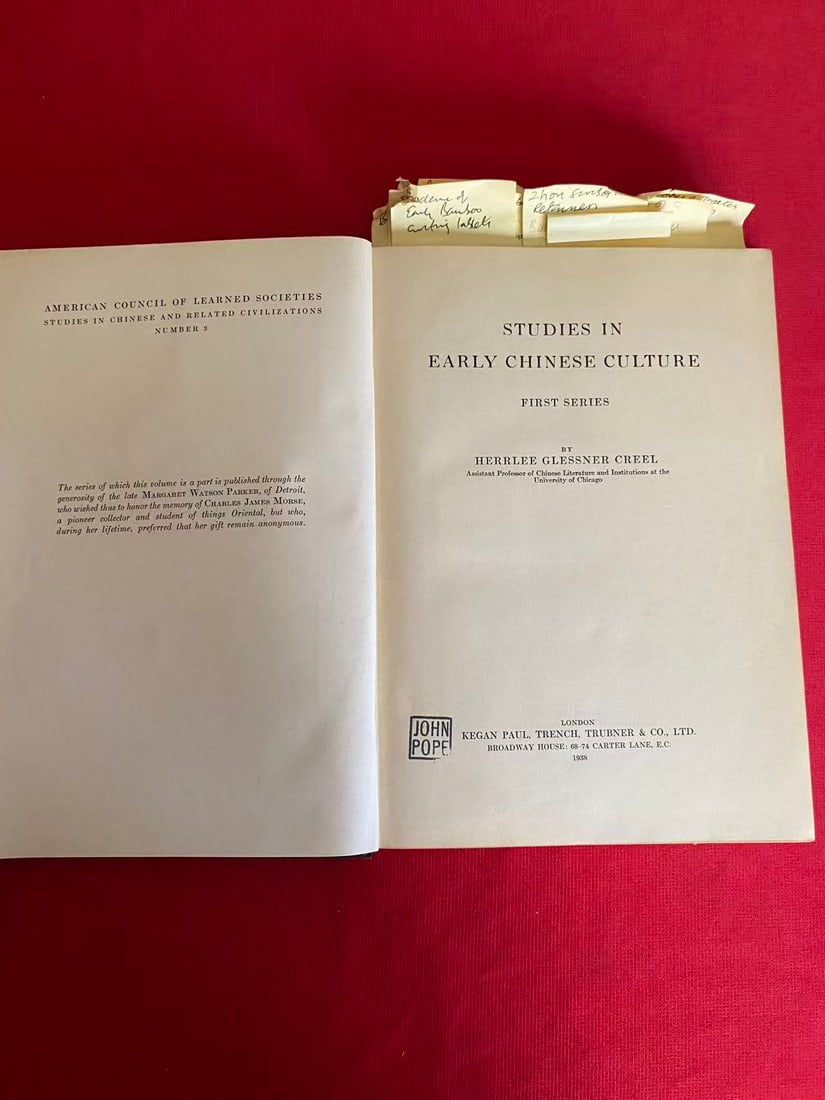 STUDIES IN EARLY CHINESE CULTURE by HERRLEE GLESSNER CREEL - 3